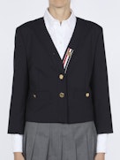 V-NECK CARDIGAN JACKET IN HOPSACK SUITING
