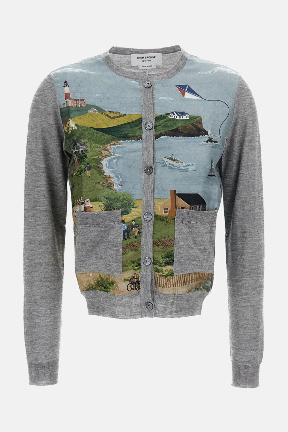 CREW NECK CARDIGAN IN CASHMERE SILK