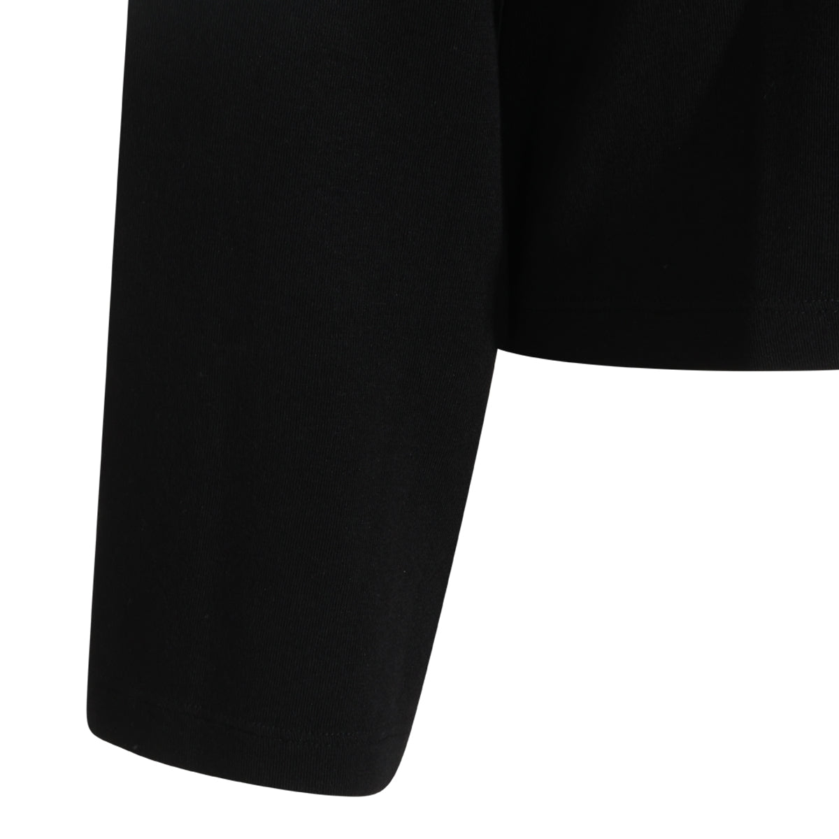 BLACK COTTON STRETCH LONG SLEEVED T-SHIRT