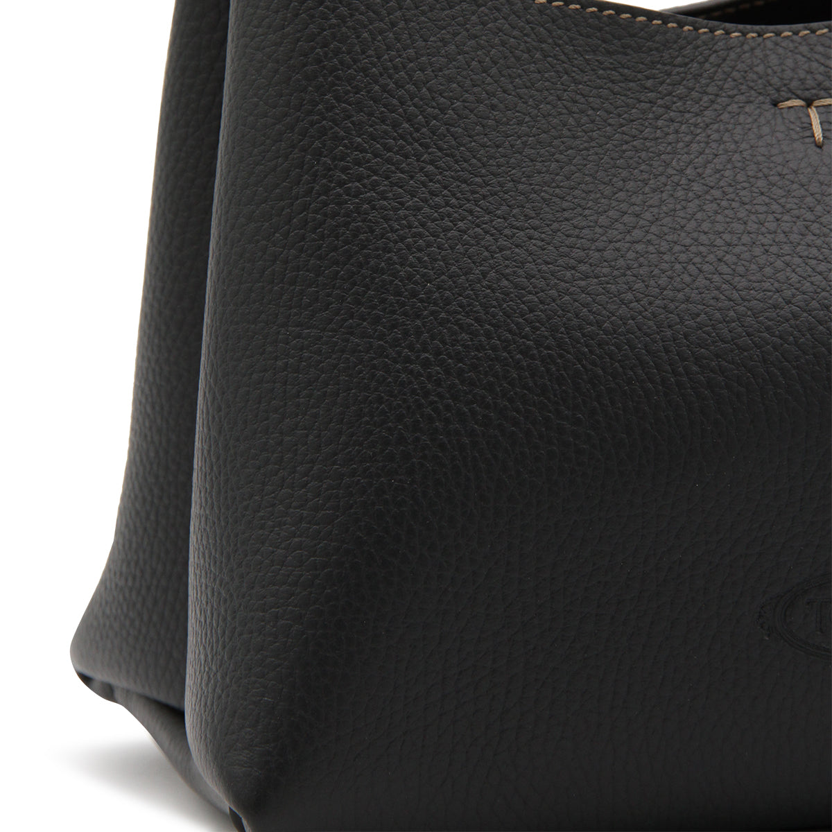 BLACK LEATHER TOP HANDLE BAG