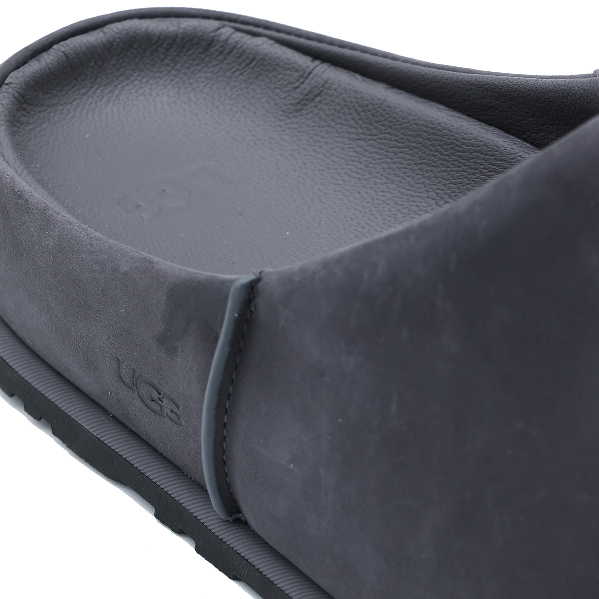 DARK GREY LEATHER OTZO CLOGS
