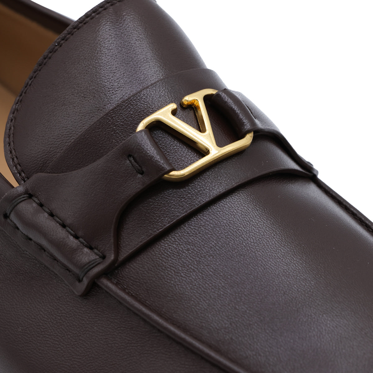 BROWN LEATHER VLOGO SIGNATURE LOAFERS