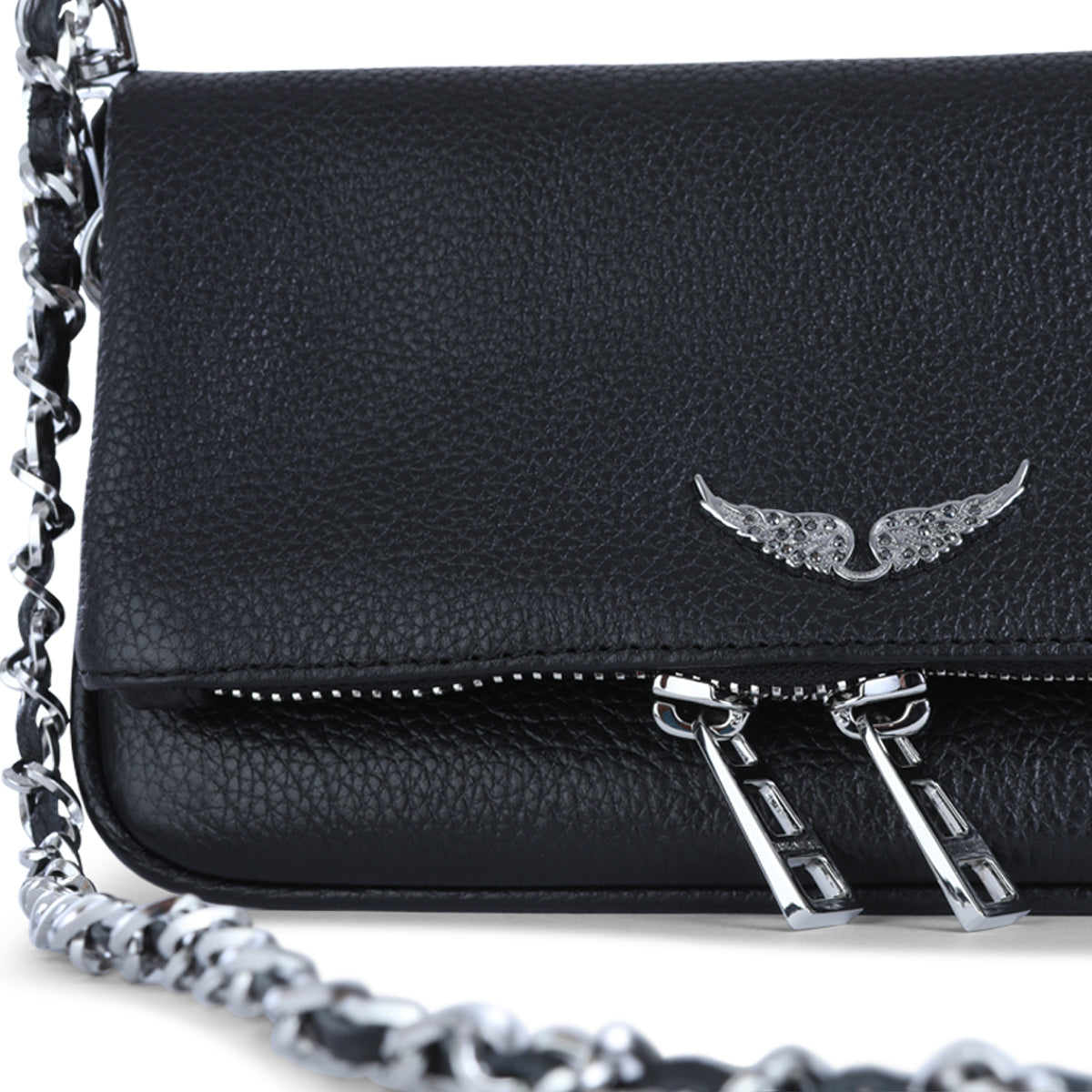 BLACK LEATHER ROCK NANO SHOULDER BAG