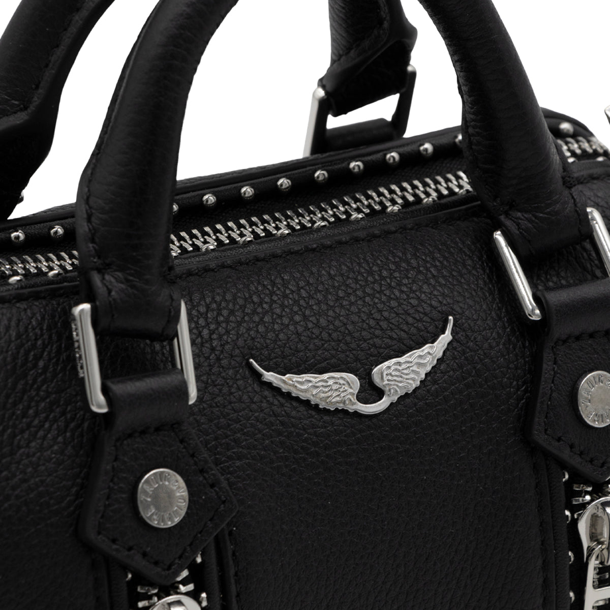 BLACK LEATHER SUNNY NANO STUDS SHOULDER BAG