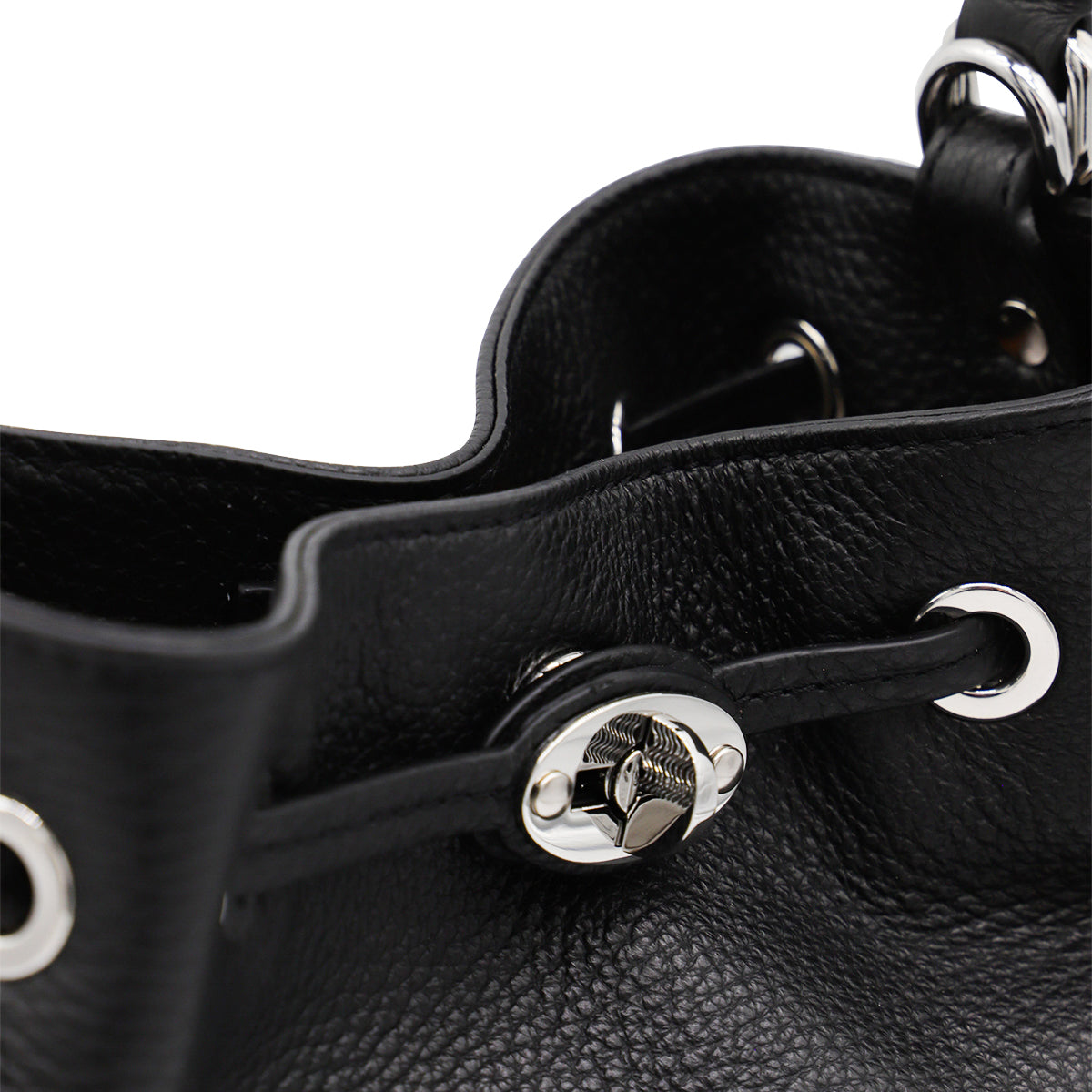 BLACK LEATHER MONDA' SATCHEL