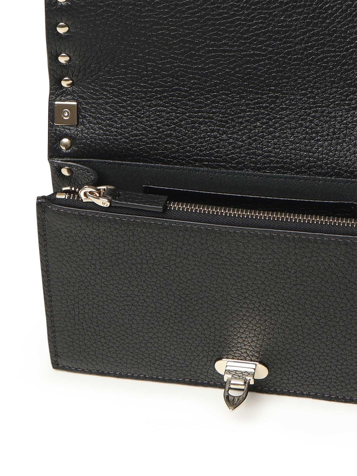 Mini bag con catena Rockstud in vitello granato