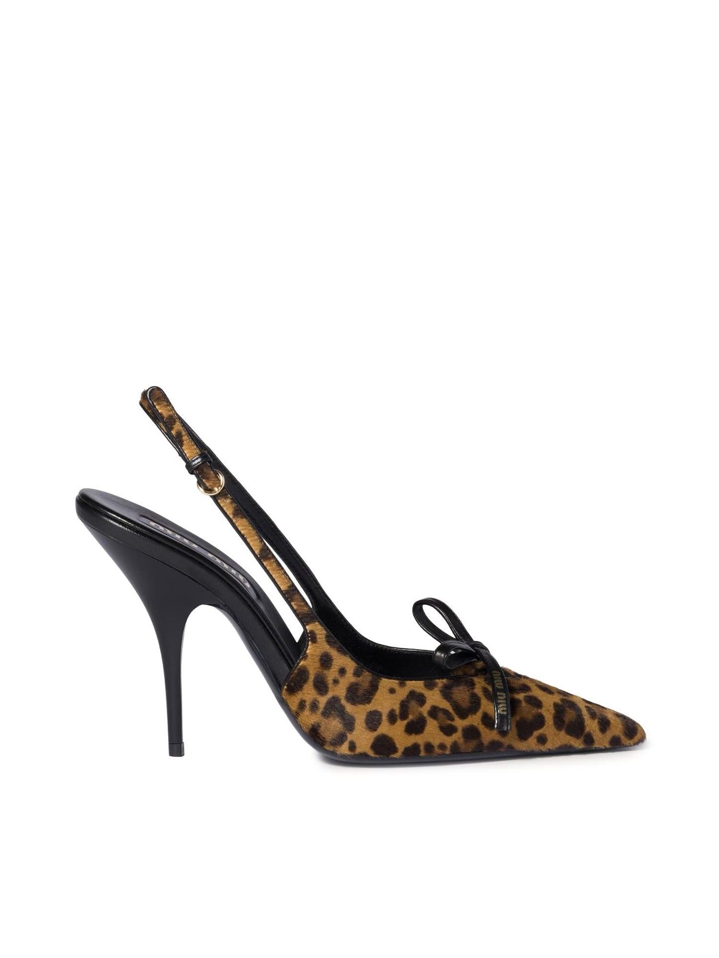 Décolleté slingback in pelle stampata con fiocco