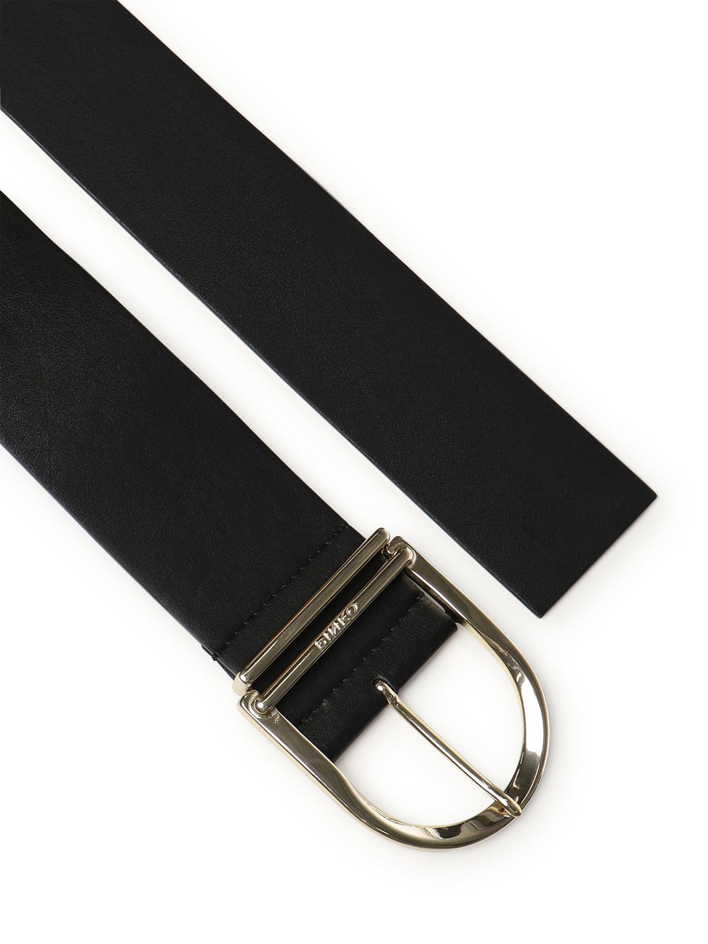 Cintura alta in pelle e nappa 6cm