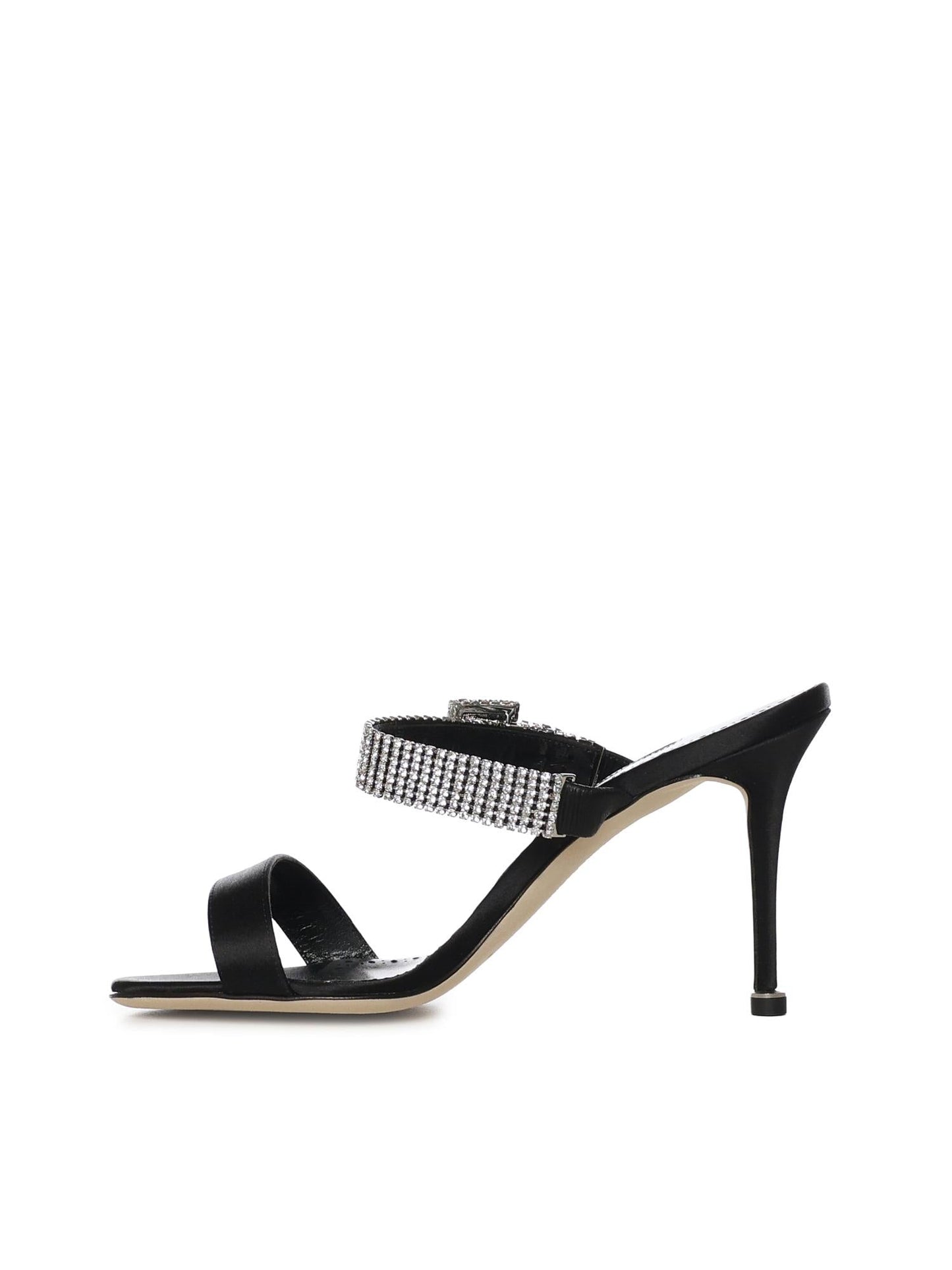 Mules Fibolta in raso con cristalli