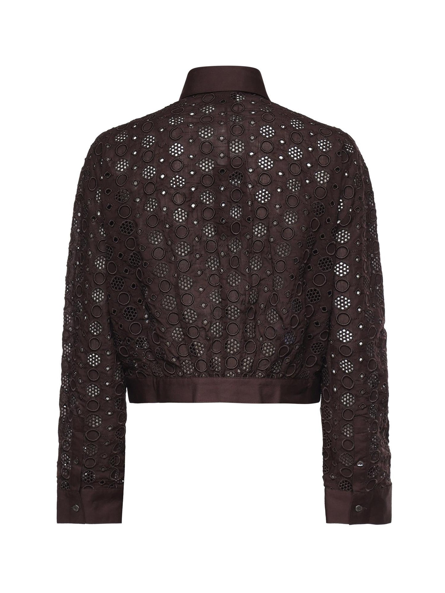 Camicia cropped con ricamo sangallo
