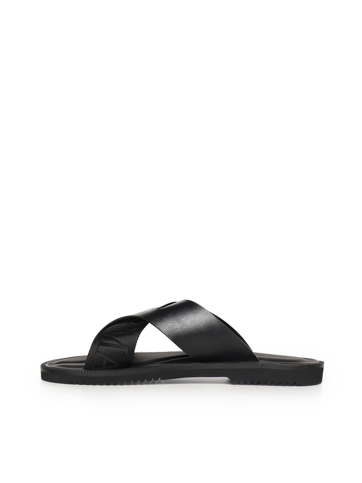 Sandali crossed in pelle e nastro con logo