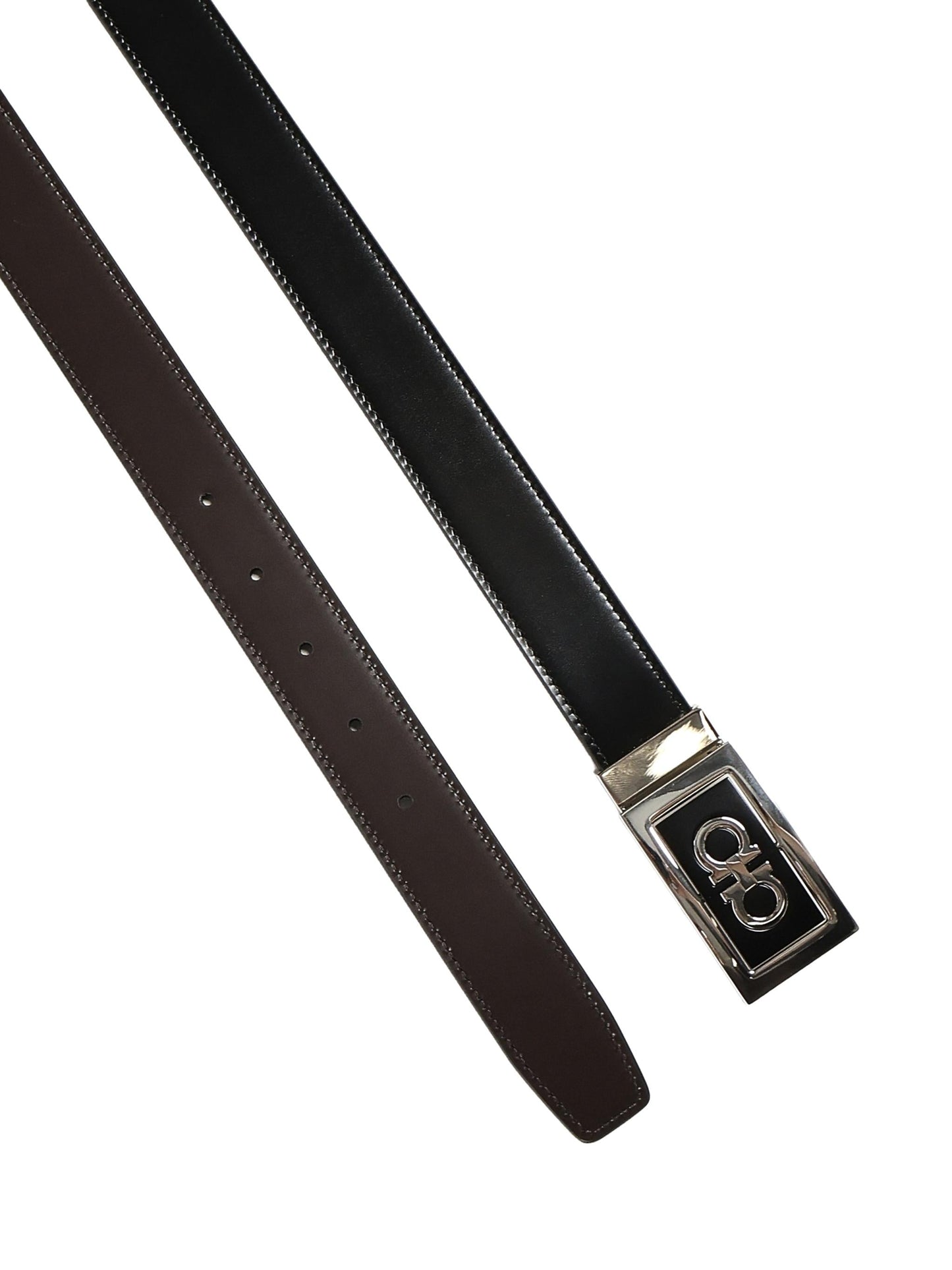 Cintura reversibile Gancini in pelle di vitello