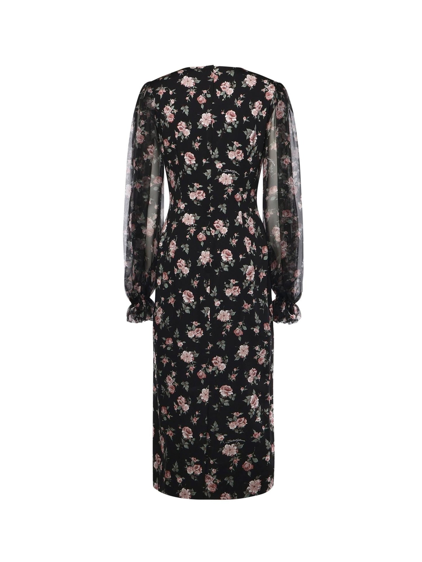 Abito in charmeuse stampa Rose vintage