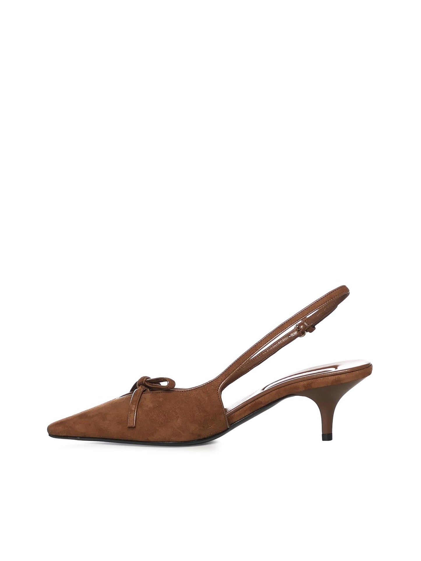 Décolleté slingback in suede con fiocco