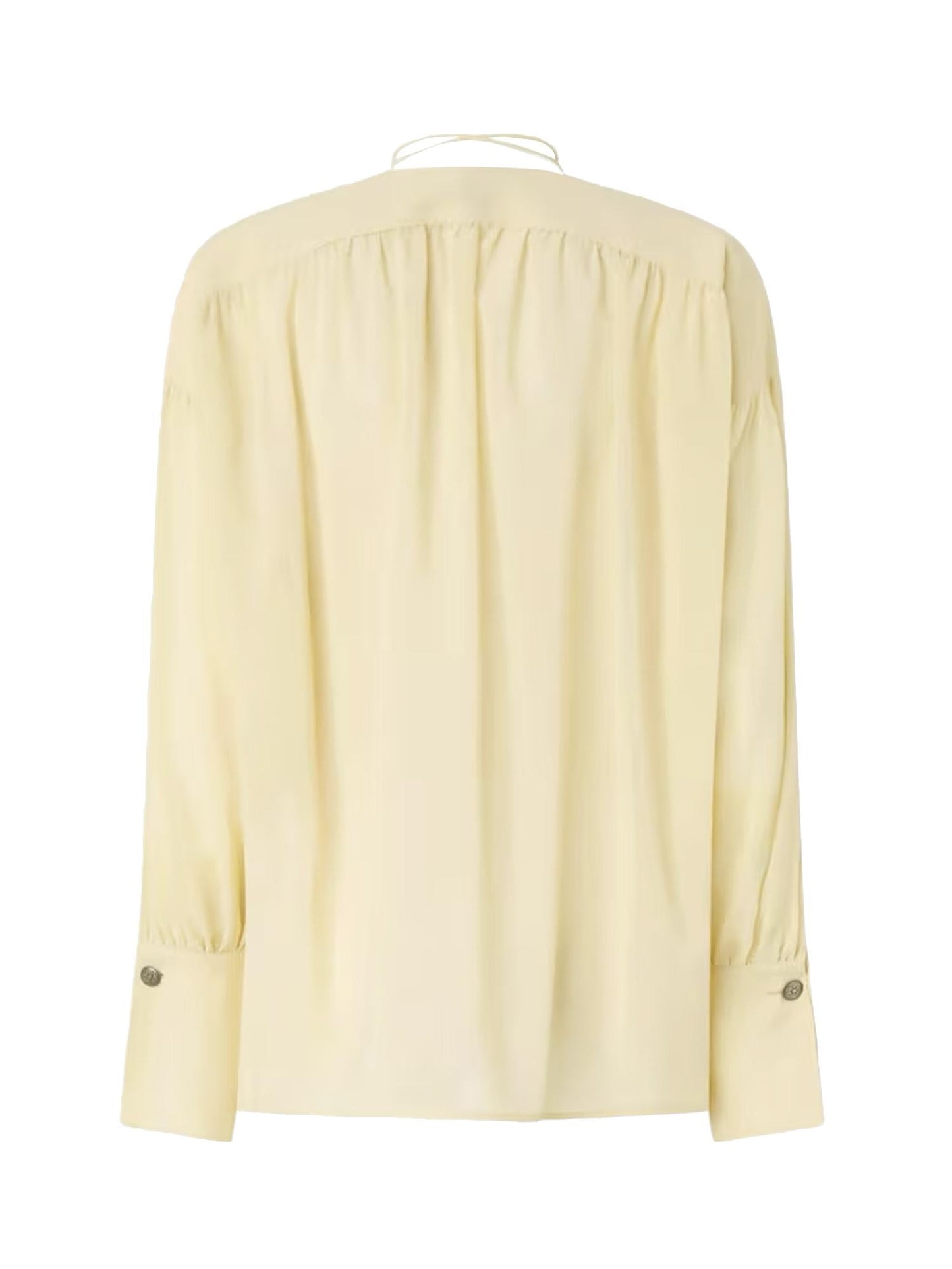 Blusa con scollo a V e arricci