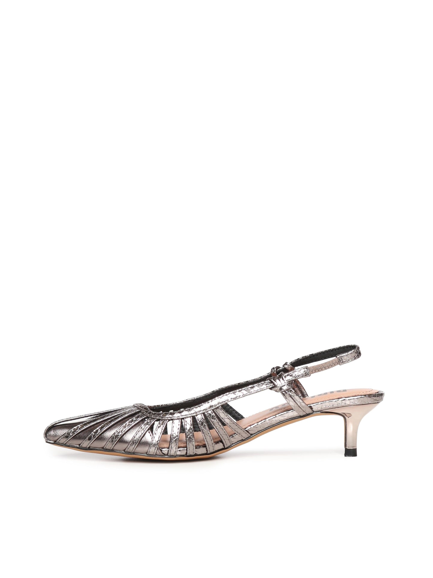 Pumps slingback in pelle metalizzata