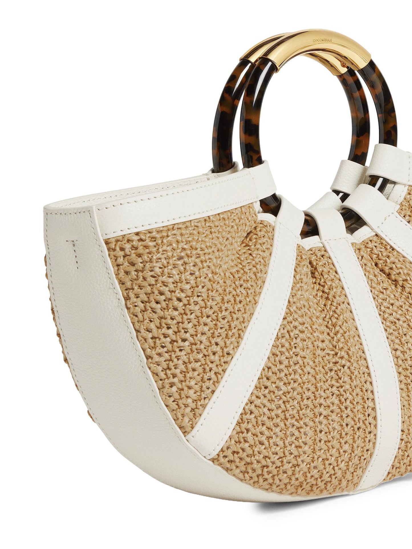 Borsa Shell in paglia e pelle