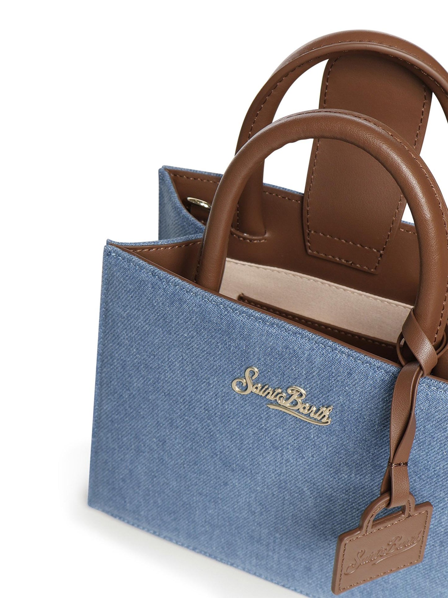 Borsa Shop Mini in denim e pelle