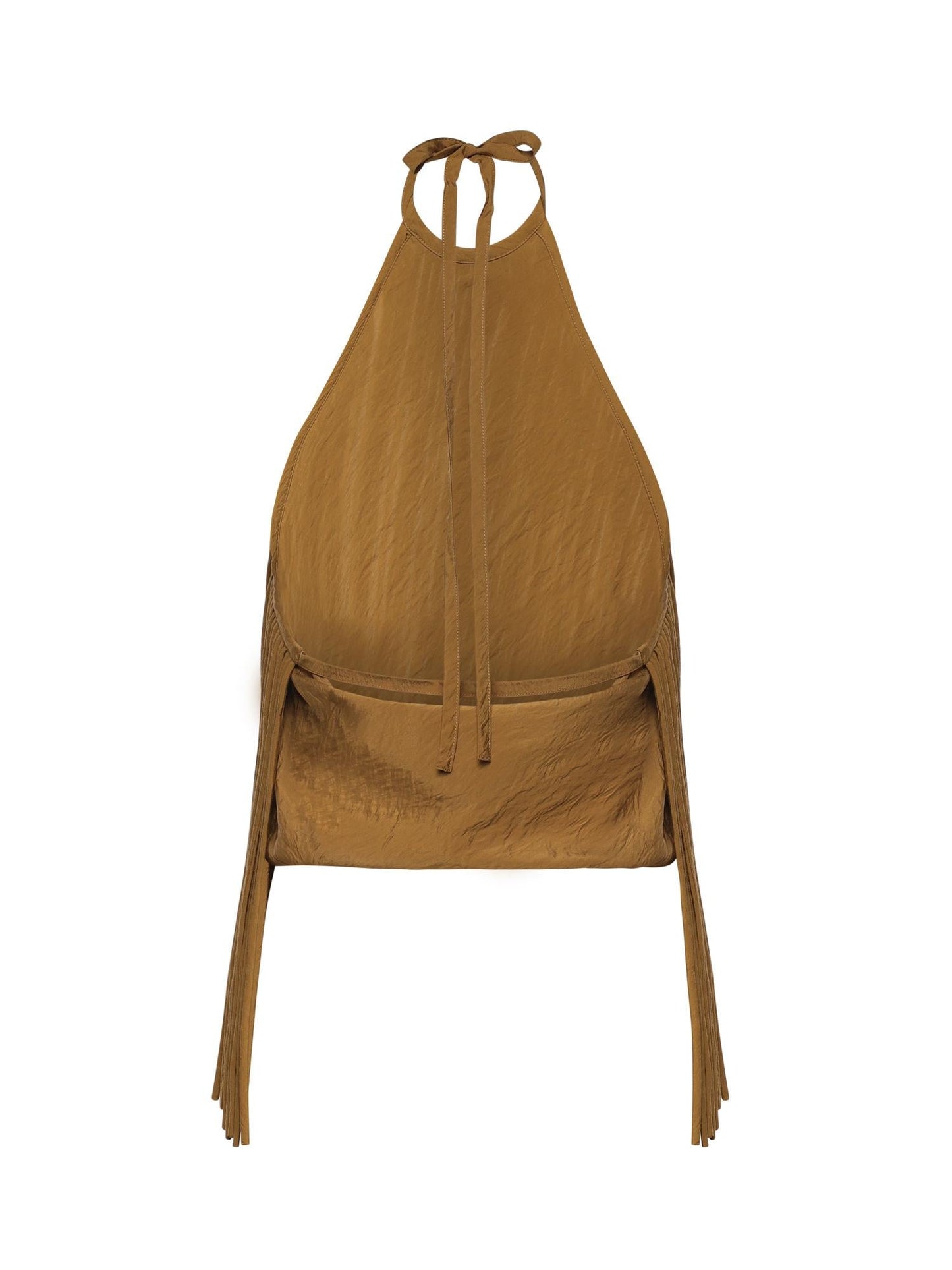 Top con scollo all'americana e frange