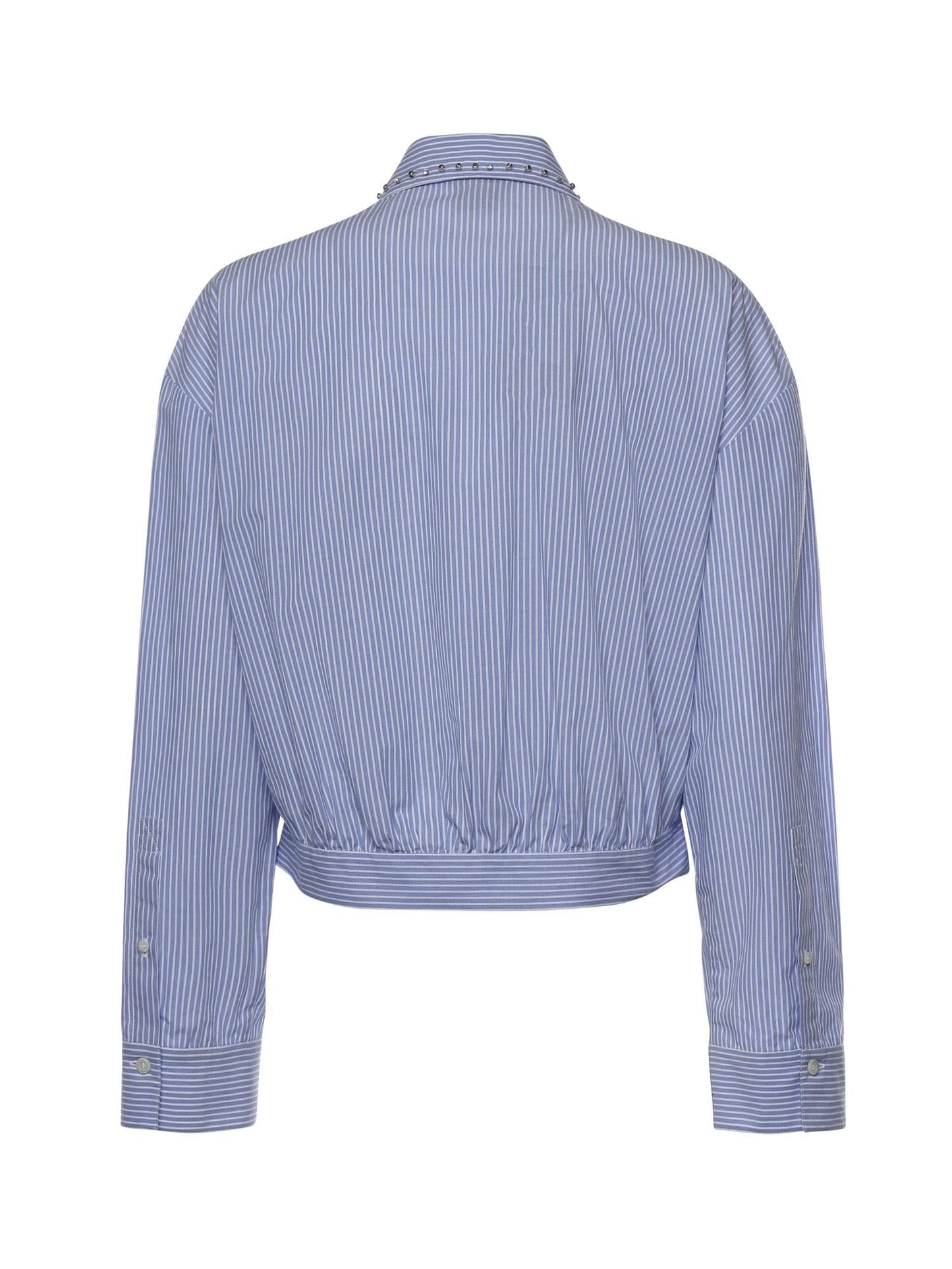 Camicia cropped a righe con colletto gioiello