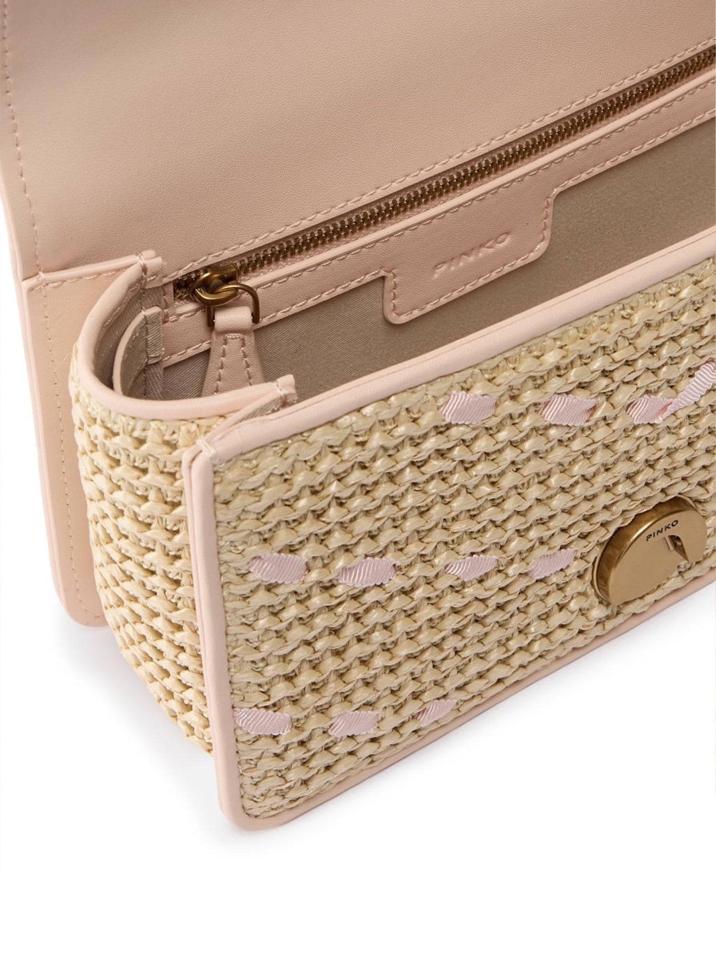 Borsa Mini Love Bag One Light in rafia e pelle