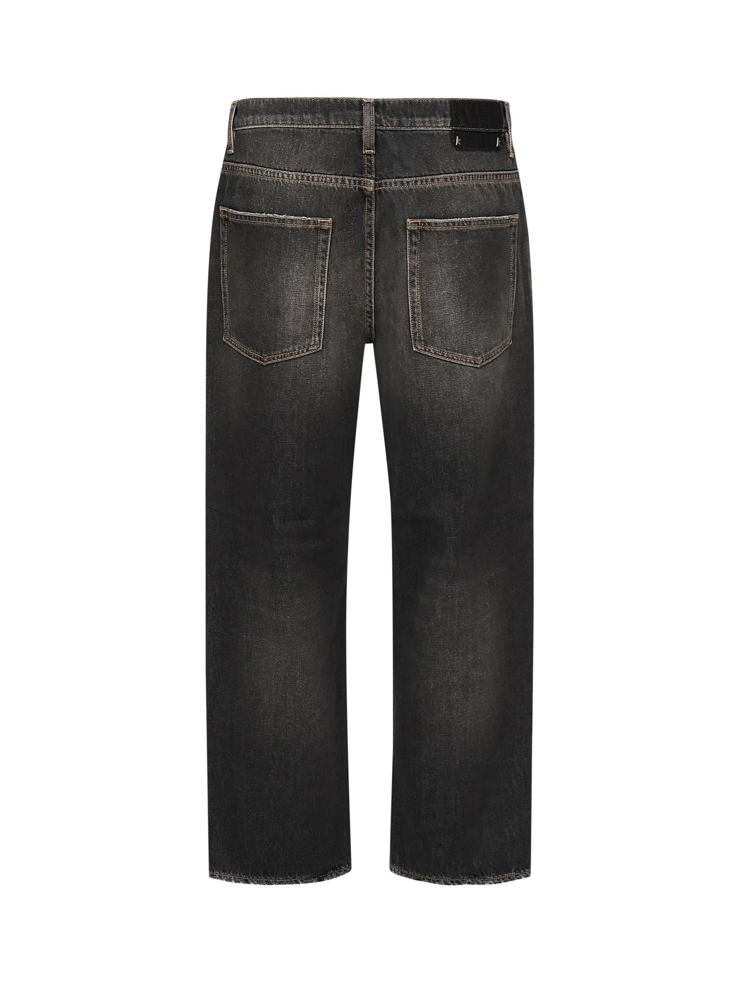 Jeans crop con applicazione posteriore logo