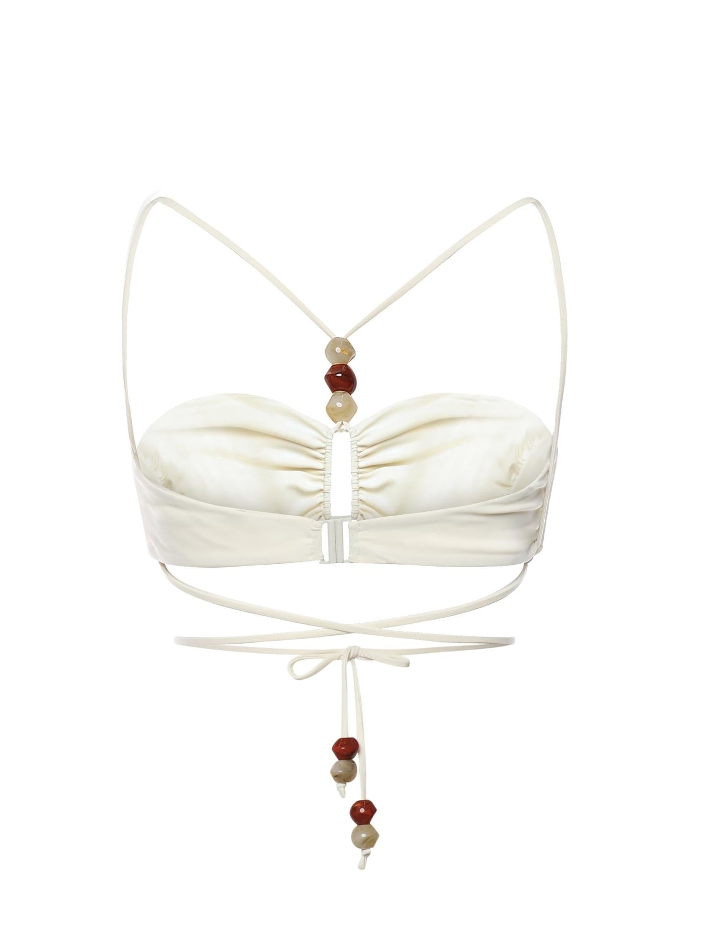 Top a fascia incrociato e perline