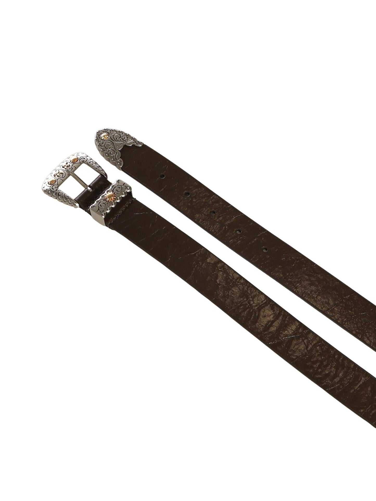 Cintura in pelle shiny con finiture metalliche