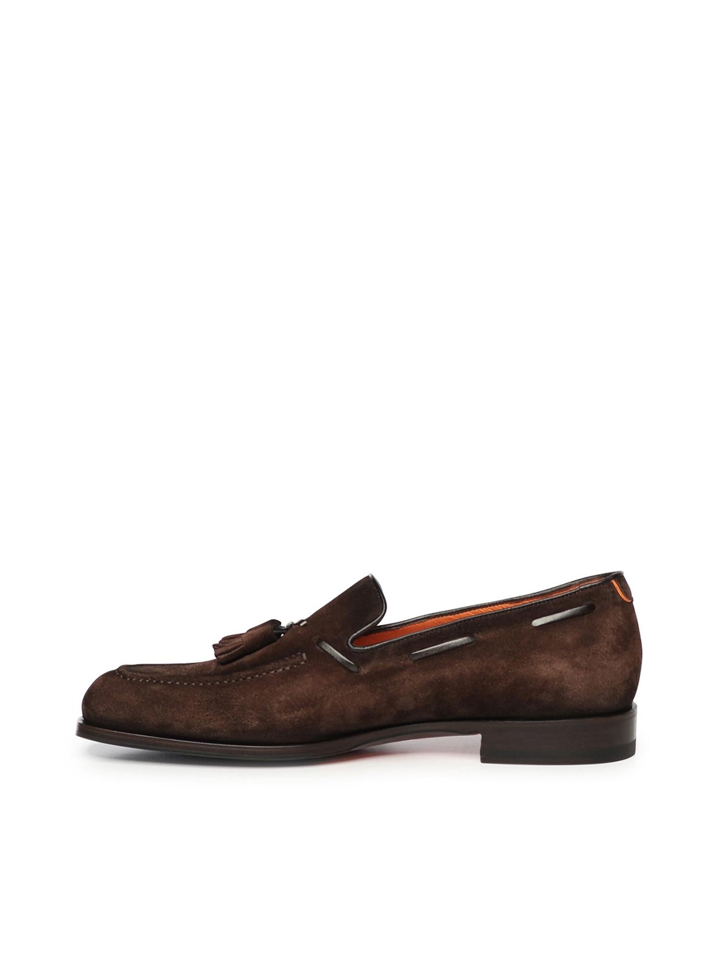 Mocassino con nappine in pelle e suede