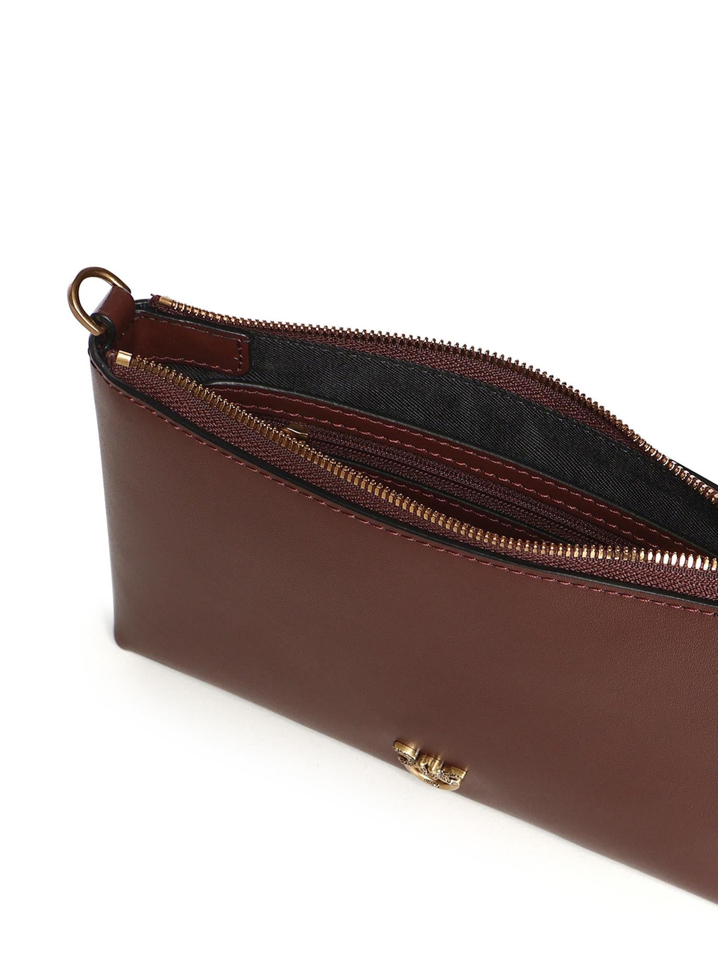 Pochette piatta in pelle con logo Love Birds