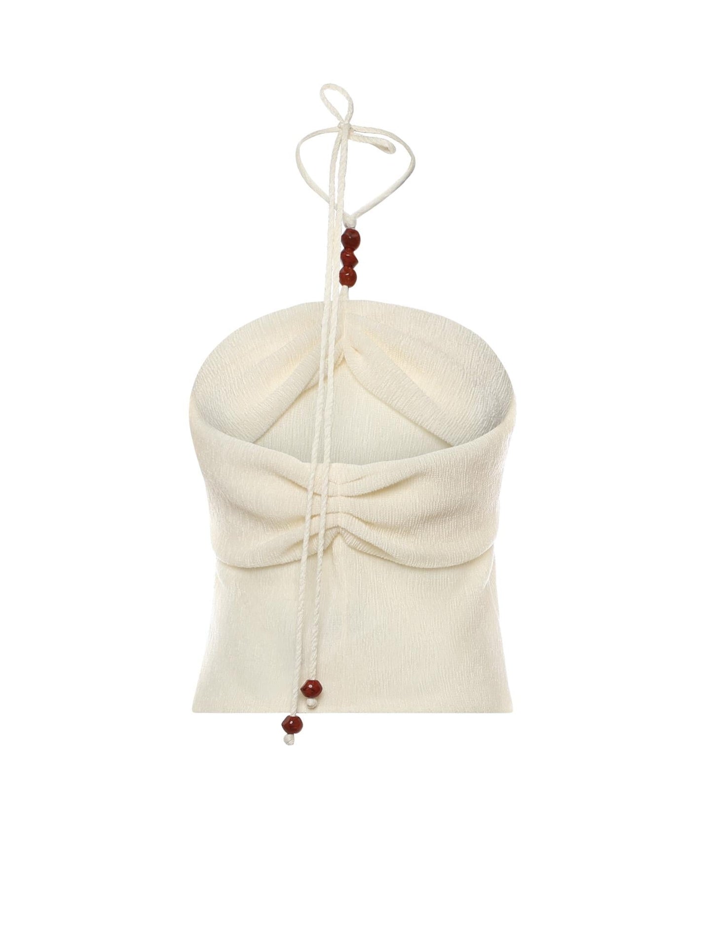 Top drappeggiato con perline