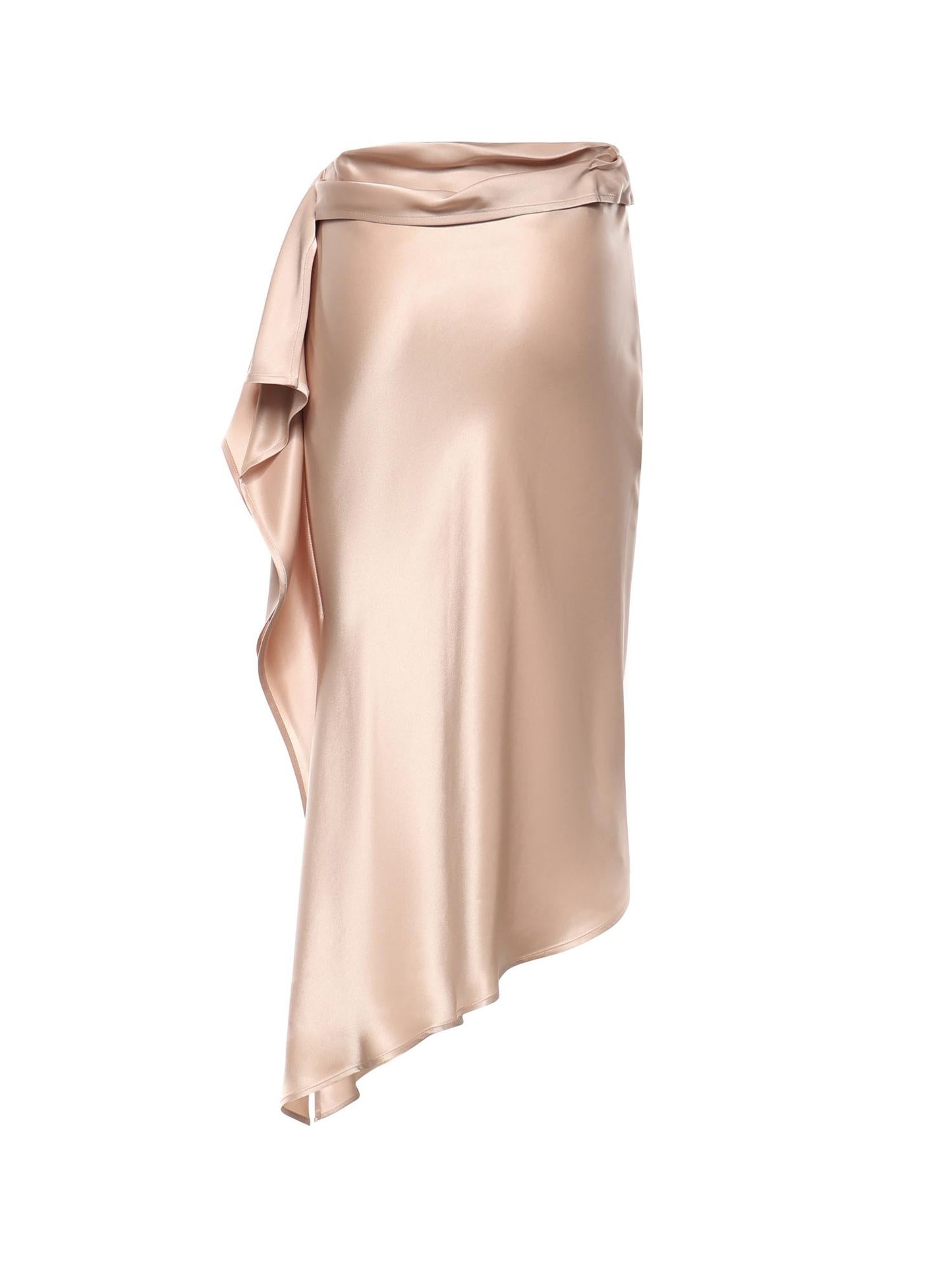 Gonna longuette asimmetrica in satin