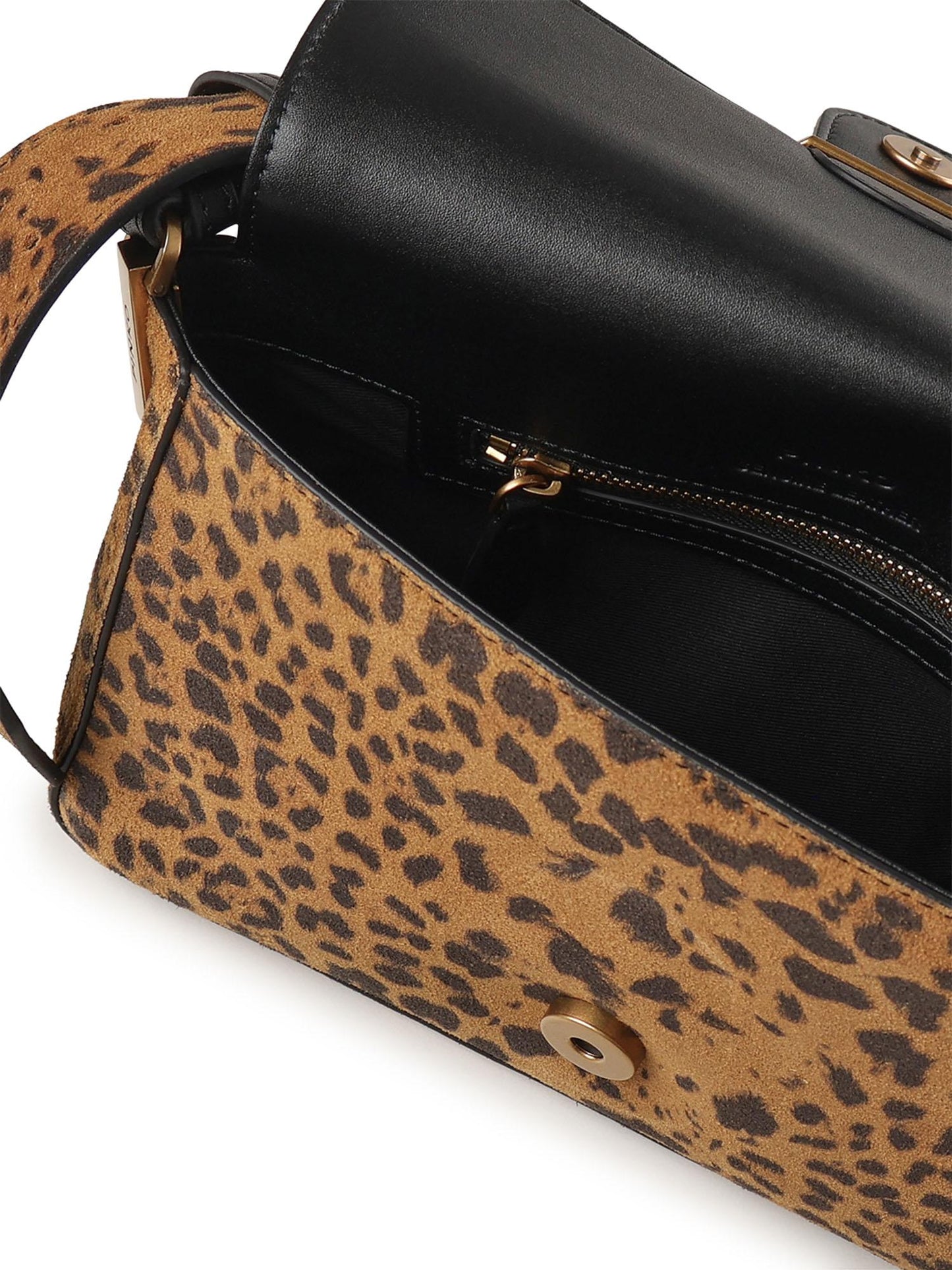 Borsa a spalla "Love One Slouchy" in suede leopardato