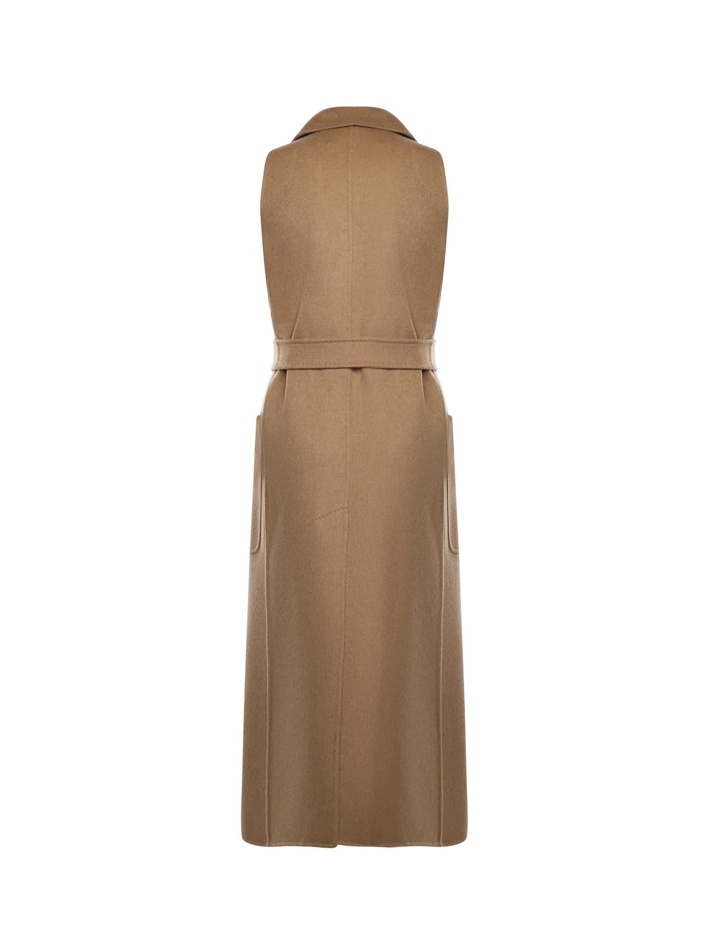 Cappotto smanicato in cammello