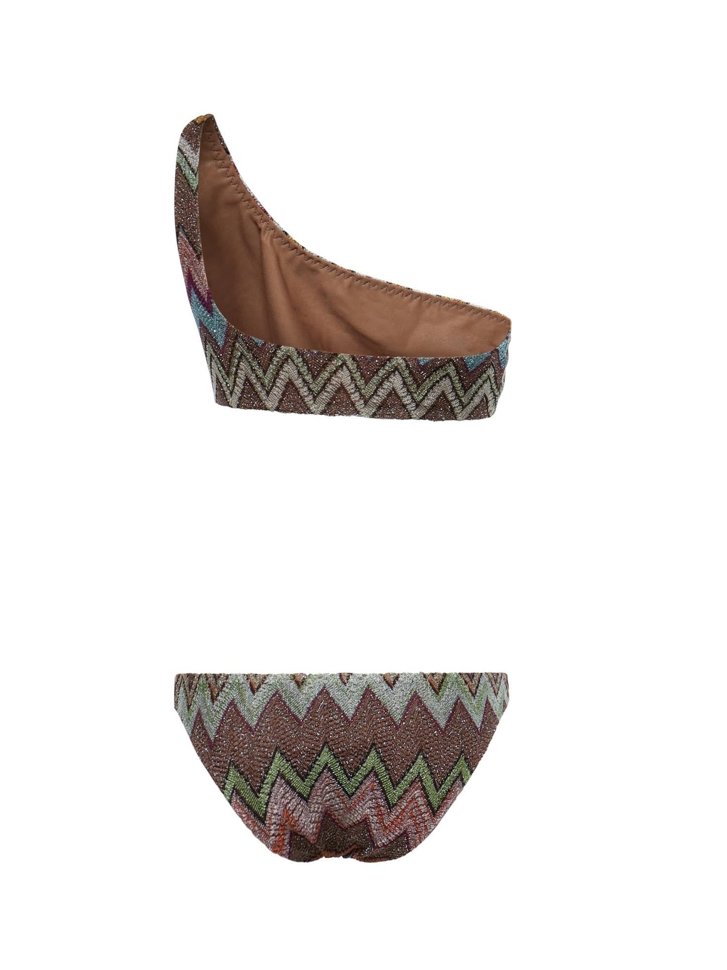 Bikini in viscosa lamé con macro zig zag
