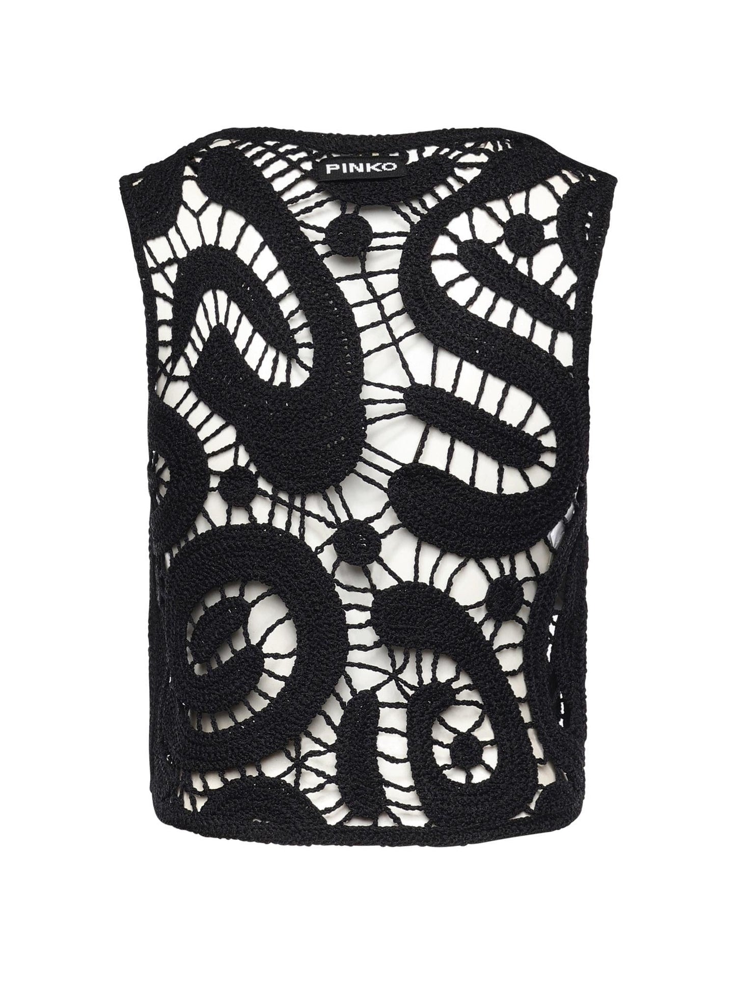 Top smanicato crochet geometrico