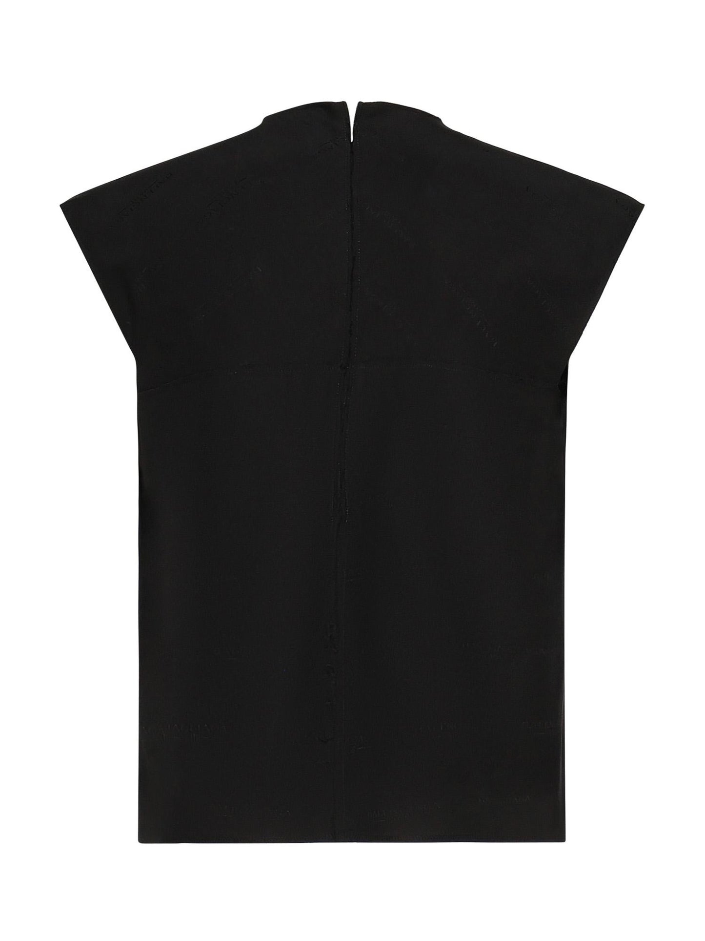 Top smanicato in jacquard di seta