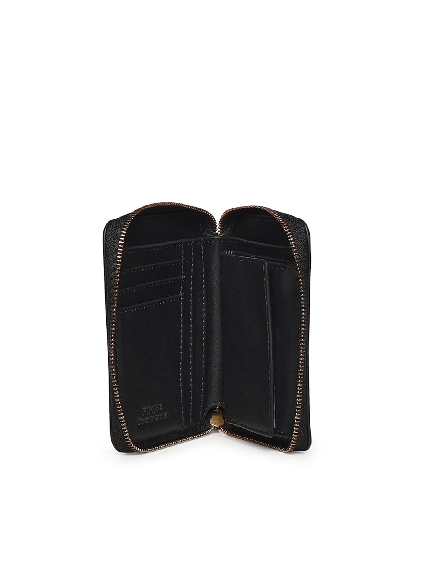 Portafoglio quadrato zip-around in pelle