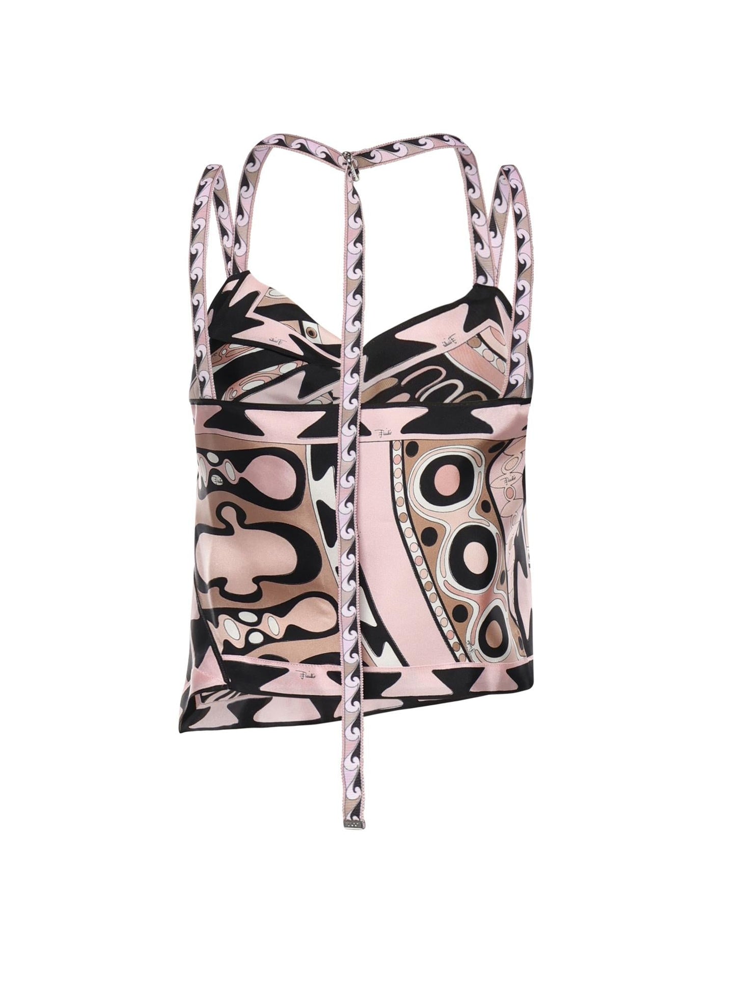 Top foulard in seta con stampa Soleil