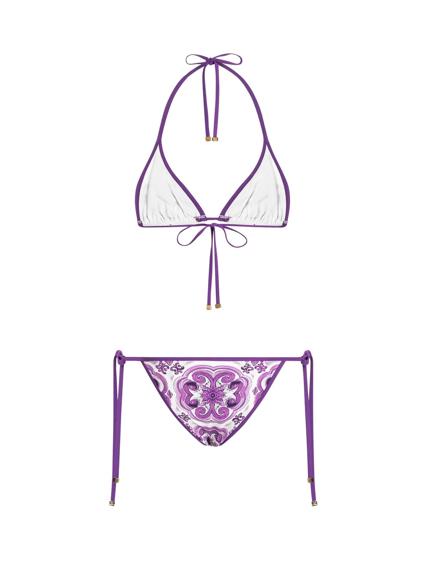 Bikini a triangolo con stampa maiolica