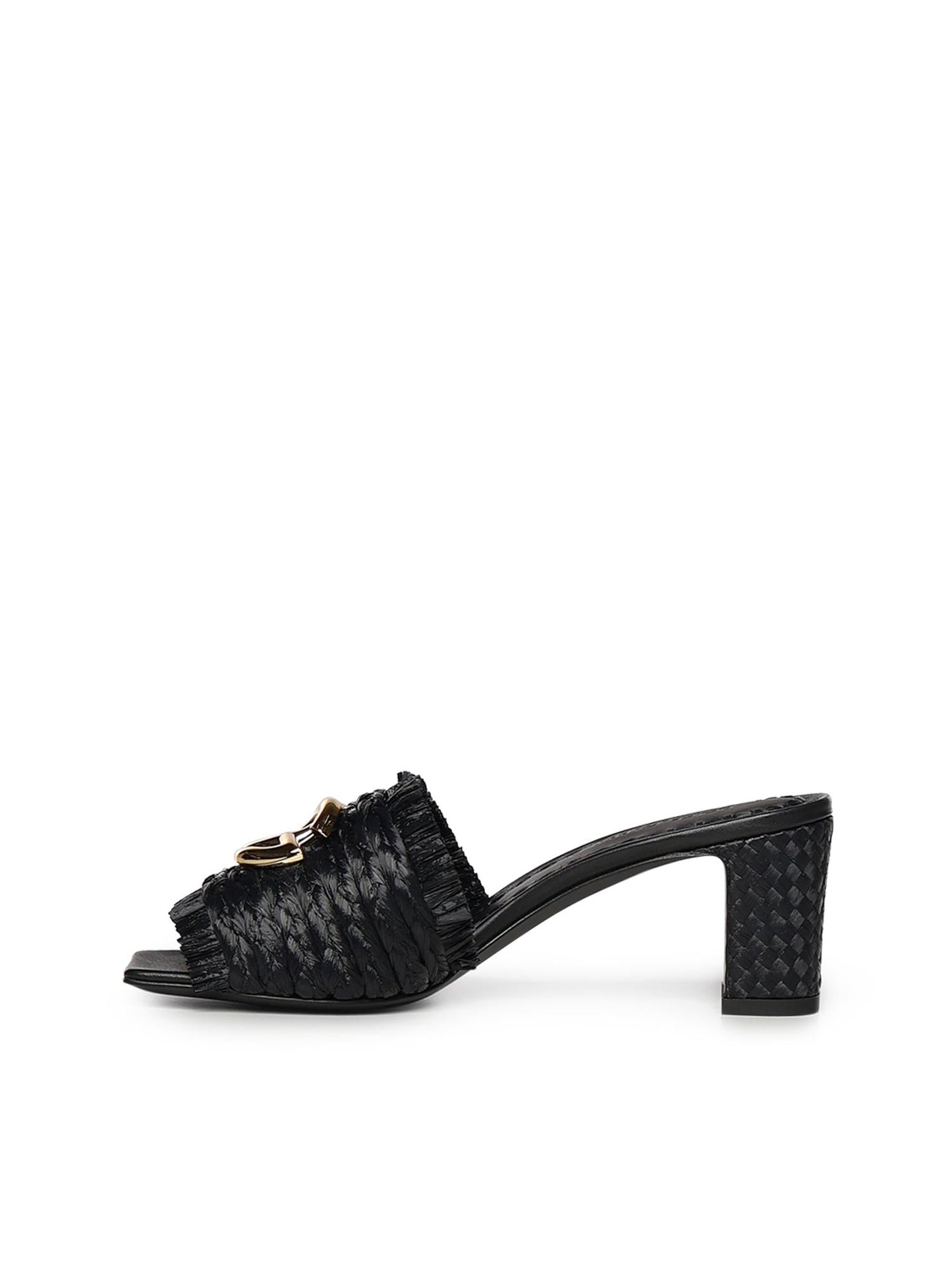 Mules in rafia con logo