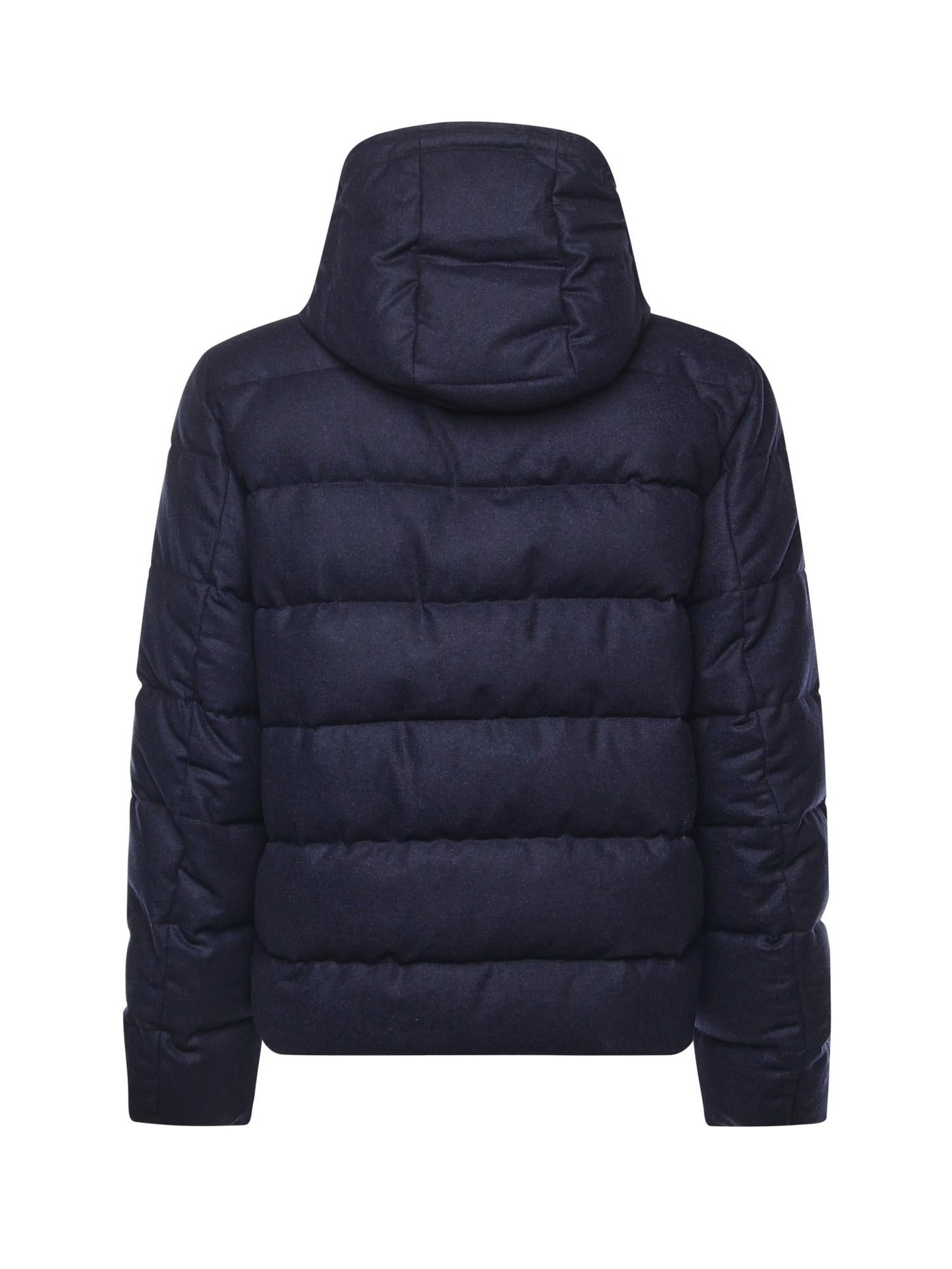 Piumino double front in flanella di lana cardata