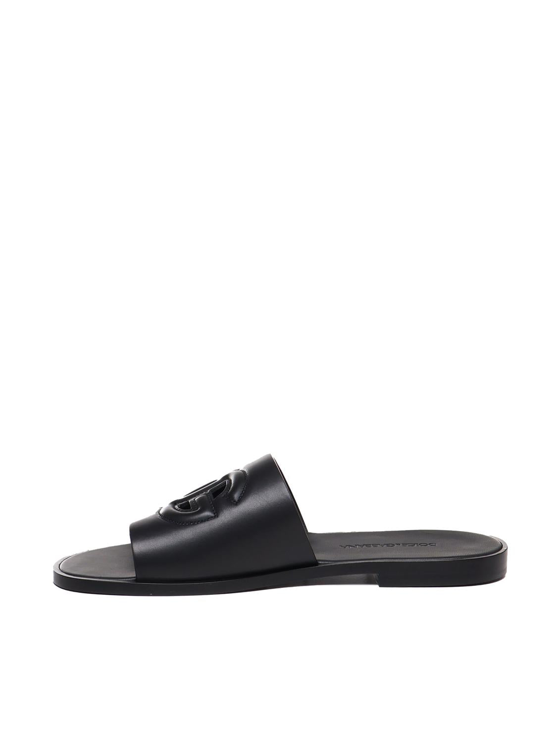 Slide in pelle con logo DG