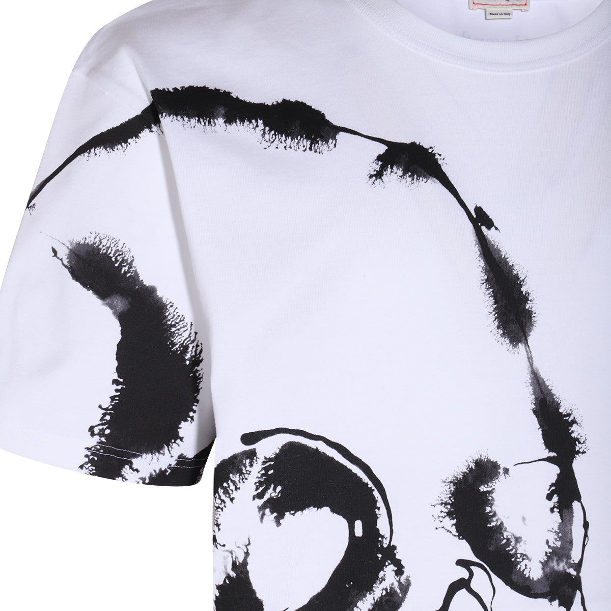 WHITE COTTON WATERCOLOUR SKULL T-SHIRT