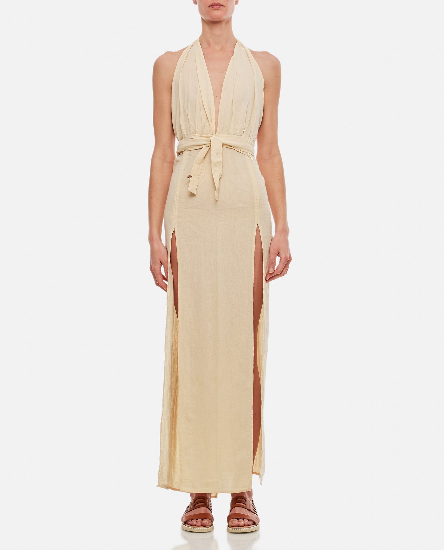 TACOH COTTON LONG DRESS WITH SLITS