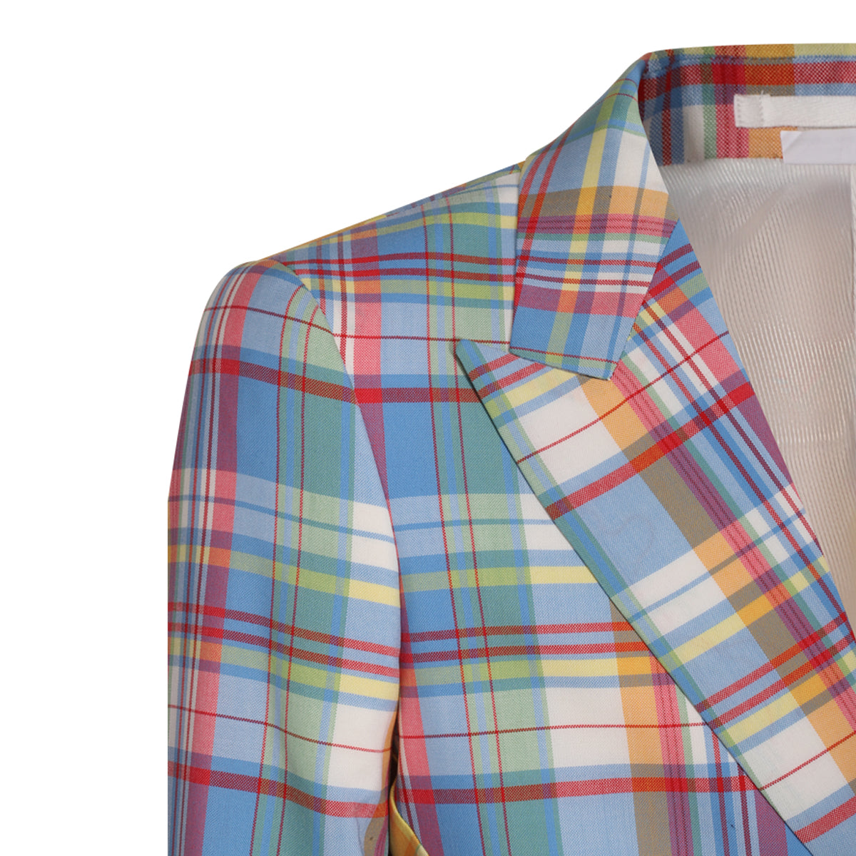 BLUE AND YELLOW WOOL BLEND CHECK COAT