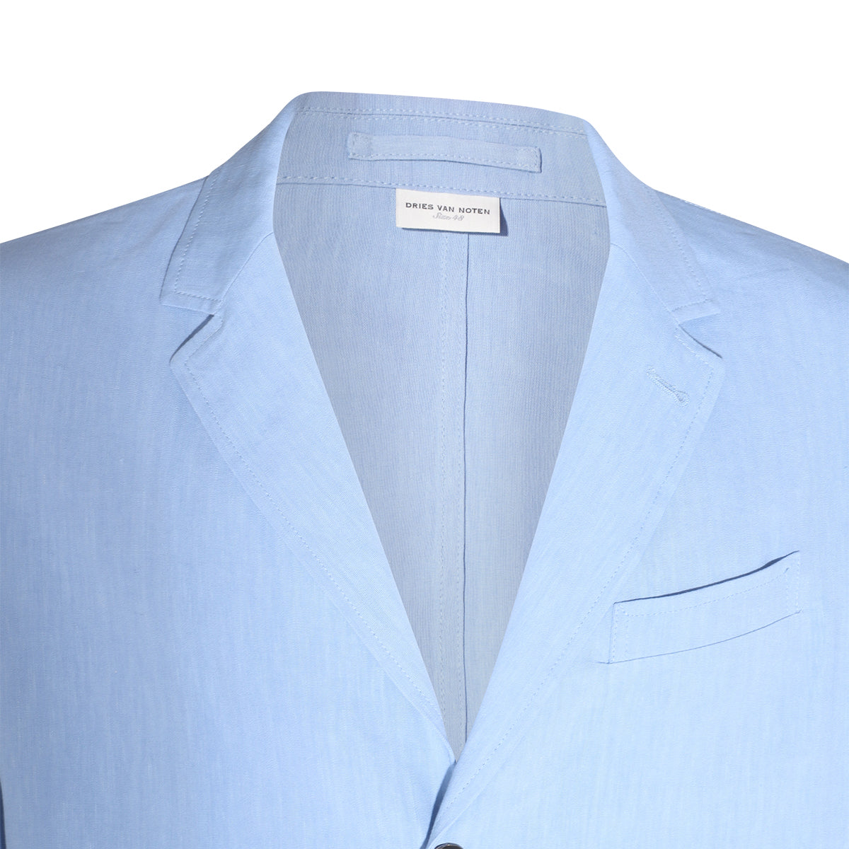 LIGHT BLUE LINEN AND VISCOSE BLEND BLAZER