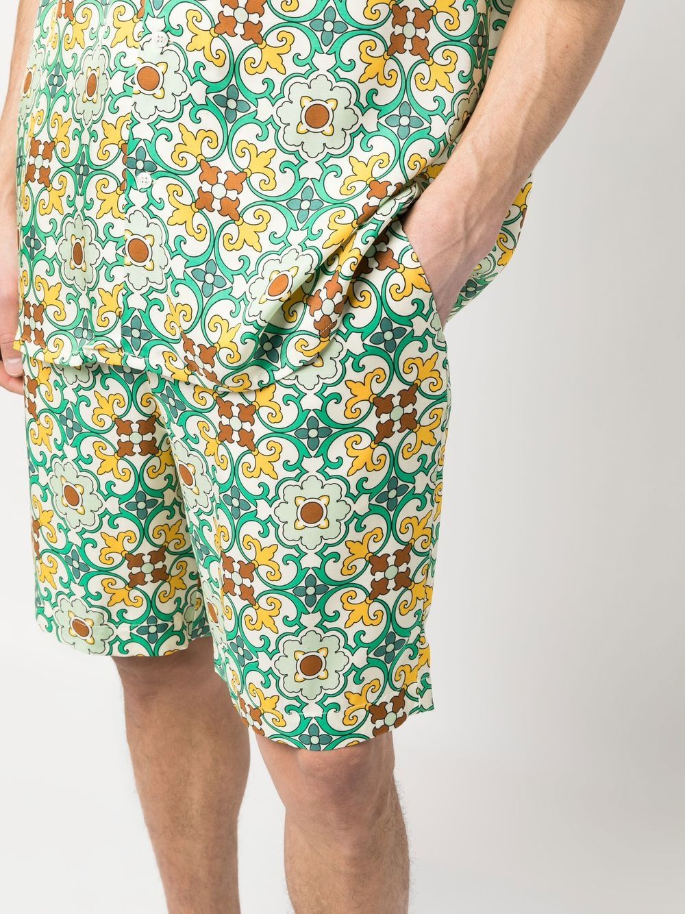 GREEN COTTON FAIENCE SHORTS