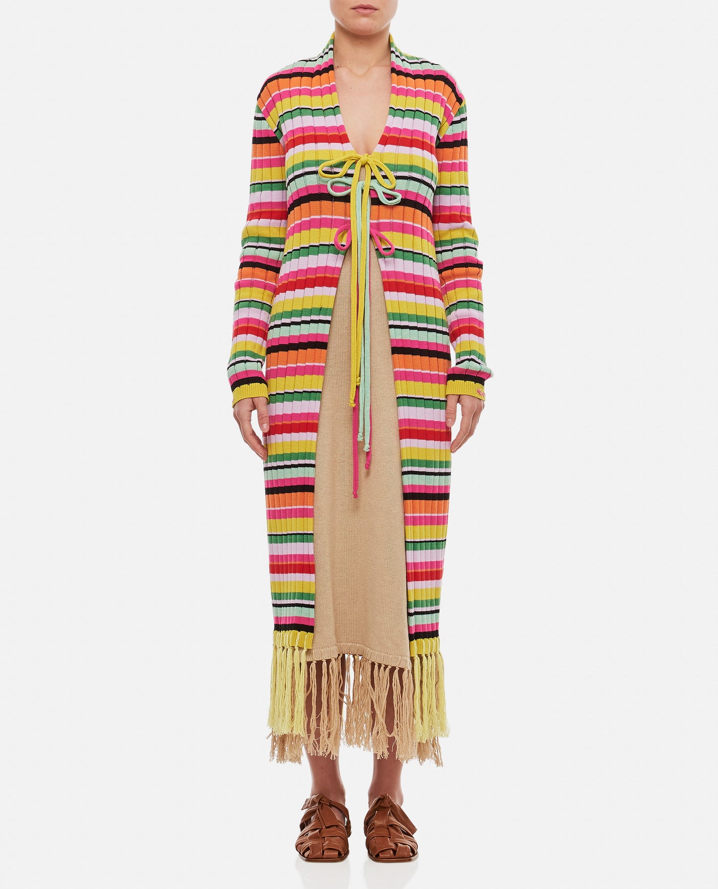 COTTON FRINGES LONG CARDIGAN