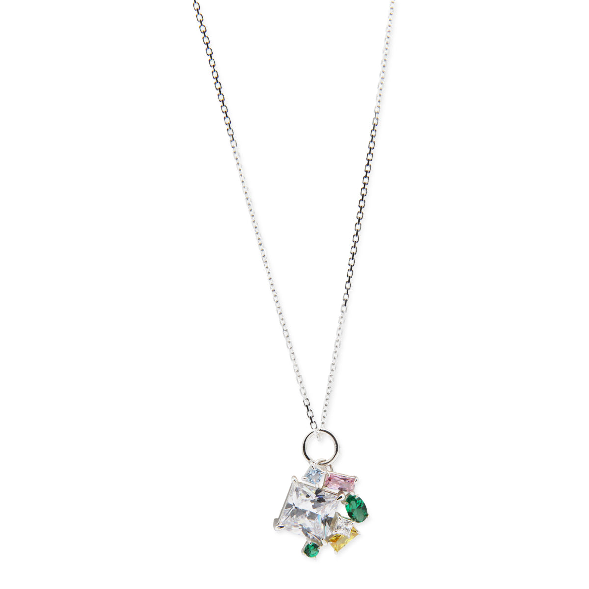 SILVER METAL MULTI CHARMS NECKLACE